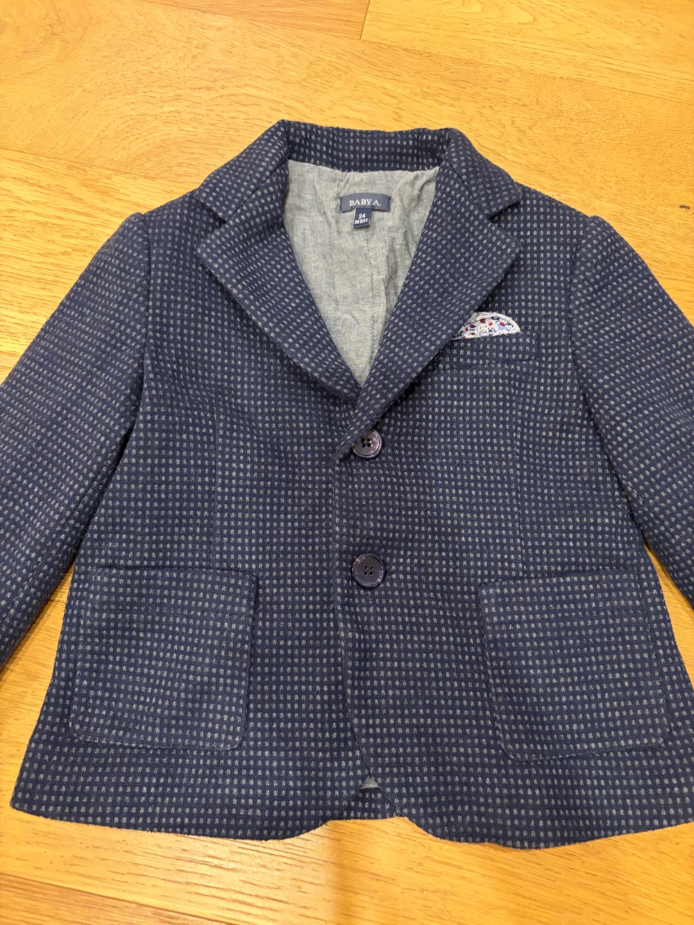 EUC kids Navy Textured Double-Breasted Blazer